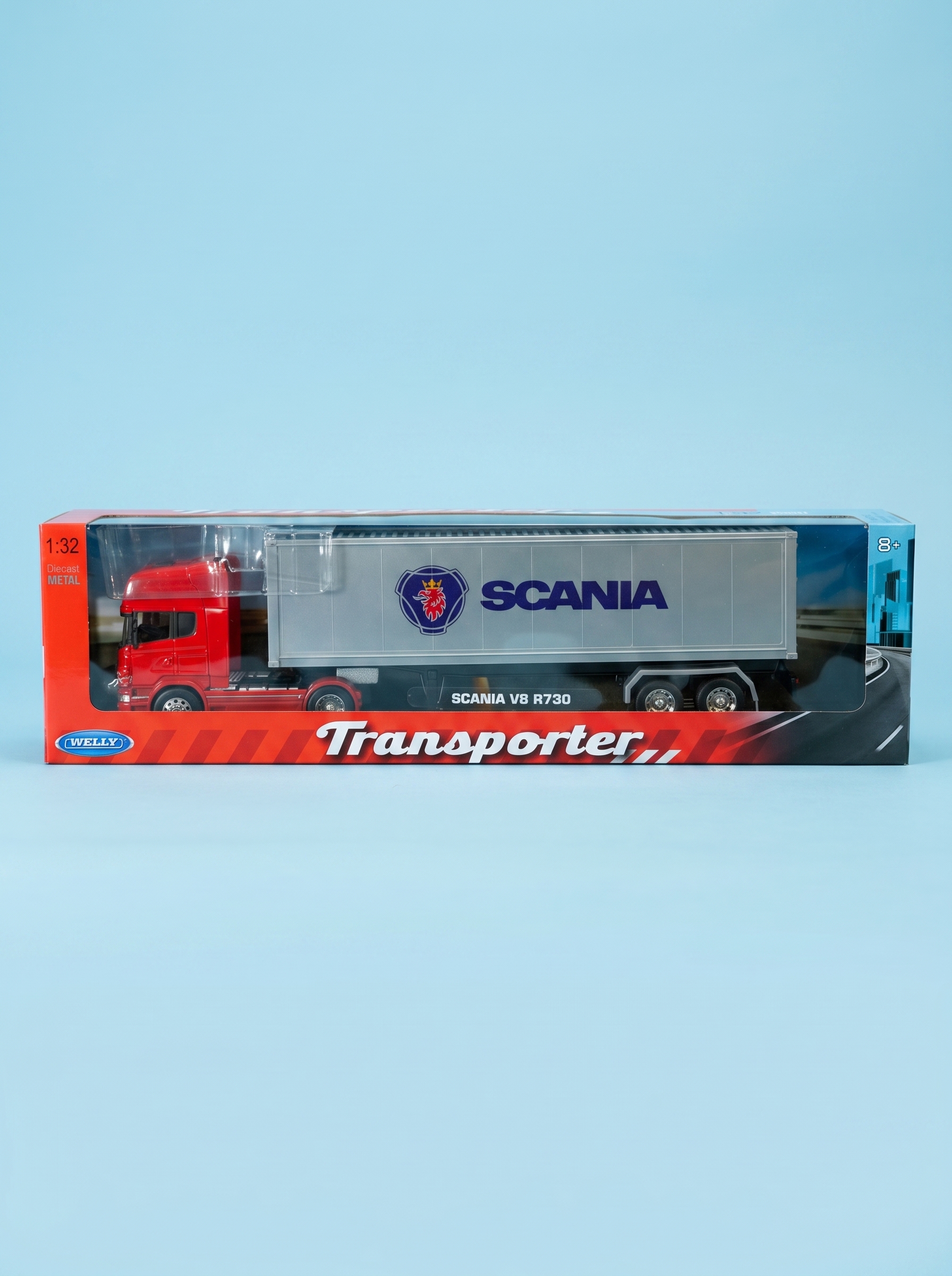 CAMION SCANIA R730A 4×2 ROJO CON SEMIRREMOLQUE 1:32