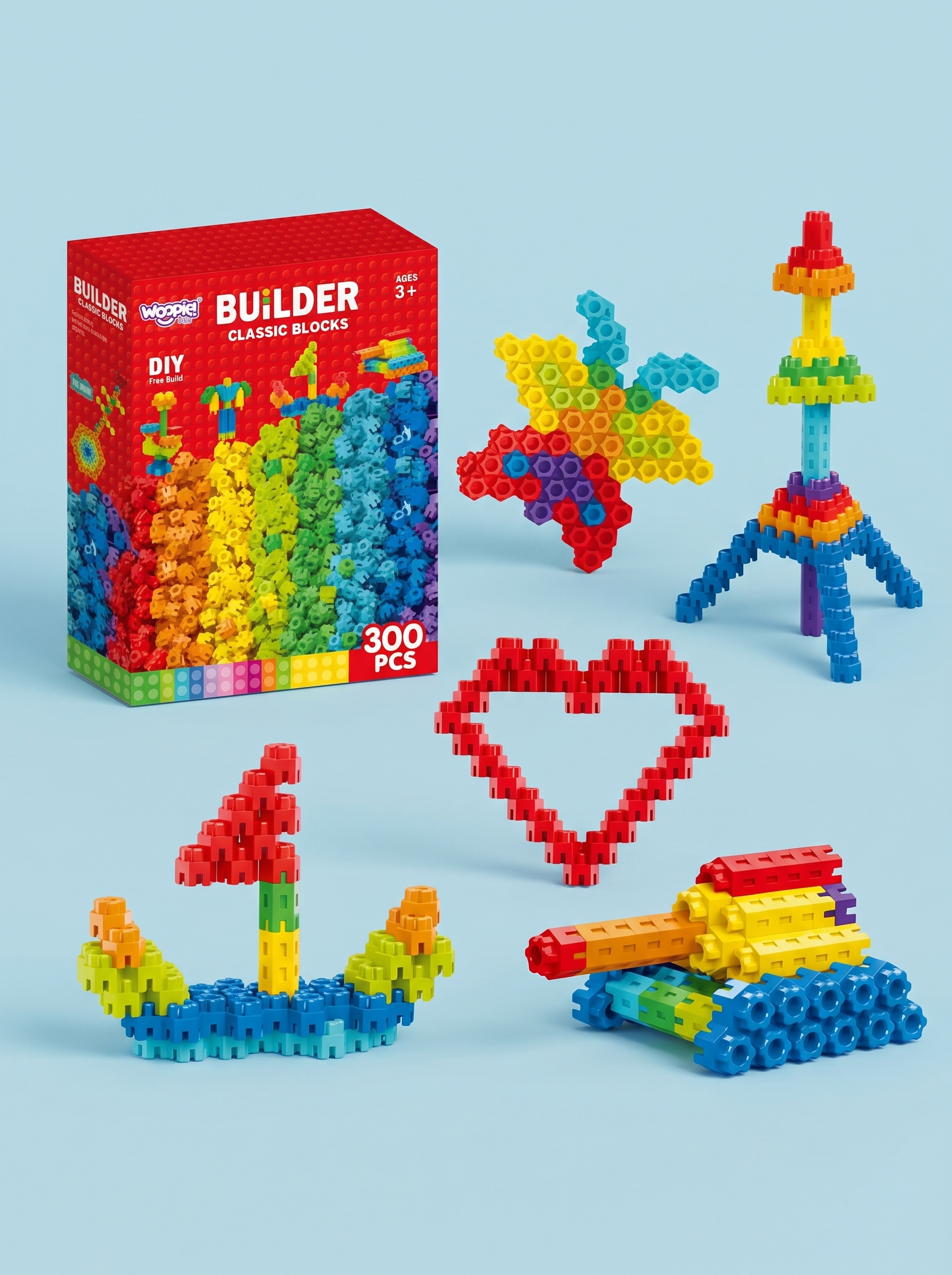 Conectores Hexogonales Didactico Encaje 300 pcs